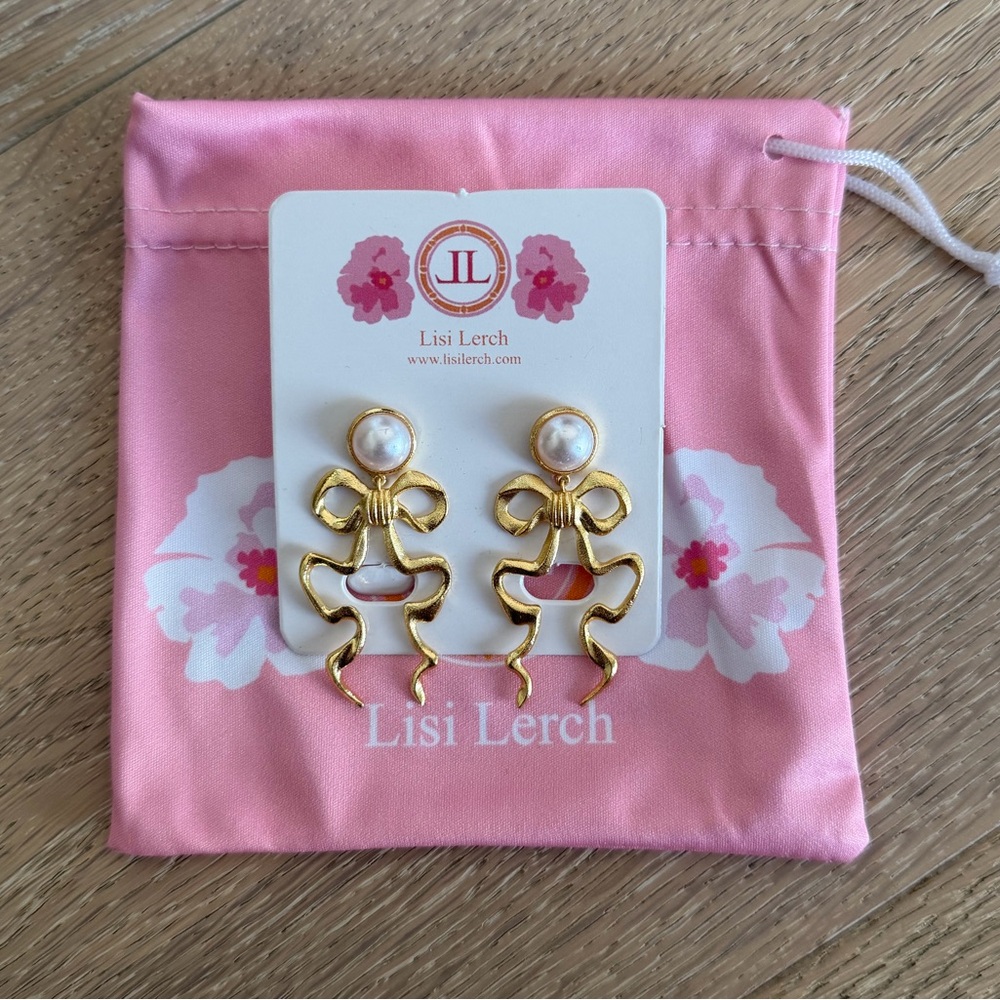 Lisi Lerch Annabelle Gold Metal Bow Earrings - Picture 4 of 8